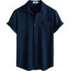 imageVATPAVE Mens Summer Striped Shirts Button Down Short Sleeve Vintage Beach Hawaiian Shirts with PocketPure Navy