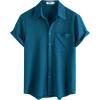 imageVATPAVE Mens Summer Striped Shirts Button Down Short Sleeve Vintage Beach Hawaiian Shirts with PocketPure Royalblue
