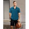 imageVATPAVE Mens Summer Striped Shirts Button Down Short Sleeve Vintage Beach Hawaiian Shirts with PocketPure Royalblue