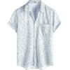 imageVATPAVE Mens Summer Striped Shirts Button Down Short Sleeve Vintage Beach Hawaiian Shirts with PocketWhite Blue