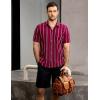 imageVATPAVE Mens Summer Striped Shirts Button Down Short Sleeve Vintage Beach Hawaiian Shirts with PocketWinered