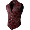 imageVATPAVE Mens Victorian Suit Vest Steampunk Gothic WaistcoatBlack Red