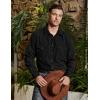 imageVATPAVE Mens Western Cowboy Shirts Button Up Shirts Long Sleeve Work Shirts for Men with Two PocketsBlack
