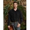 imageVATPAVE Mens Western Cowboy Shirts Button Up Shirts Long Sleeve Work Shirts for Men with Two PocketsBlack