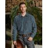 imageVATPAVE Mens Western Cowboy Shirts Button Up Shirts Long Sleeve Work Shirts for Men with Two PocketsDark Gray