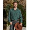 imageVATPAVE Mens Western Cowboy Shirts Button Up Shirts Long Sleeve Work Shirts for Men with Two PocketsGreen