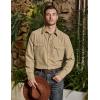 imageVATPAVE Mens Western Cowboy Shirts Button Up Shirts Long Sleeve Work Shirts for Men with Two PocketsKhaki