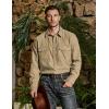 imageVATPAVE Mens Western Cowboy Shirts Button Up Shirts Long Sleeve Work Shirts for Men with Two PocketsKhaki