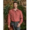 imageVATPAVE Mens Western Cowboy Shirts Button Up Shirts Long Sleeve Work Shirts for Men with Two PocketsOrange