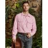 imageVATPAVE Mens Western Cowboy Shirts Button Up Shirts Long Sleeve Work Shirts for Men with Two PocketsPink