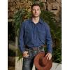 imageVATPAVE Mens Western Cowboy Shirts Button Up Shirts Long Sleeve Work Shirts for Men with Two PocketsRoyal Blue