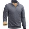imageBoladeci Mens Quarter Zip Pullover Premium Sherpa Lined Long Sleeve Golf Shirts for Men Midweight 14 Half Zip SweatshirtsDark Grey