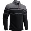 imageBoladeci Mens Sweaters Quarter Zip Pullover Premium Cotton Comfort Mock Neck Striped Fall Winter Fashion Thermal SweatersBlack