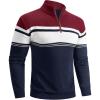 imageBoladeci Mens Sweaters Quarter Zip Pullover Premium Cotton Comfort Mock Neck Striped Fall Winter Fashion Thermal SweatersNavy Blue Wine Red