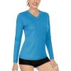 imageBoladeci Womens Swim Shirts Long Sleeve V Neck UPF 50 Sun Protection Quick Dry Rash Guard Workout TopsBlue Green