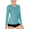 imageBoladeci Womens Swim Shirts Long Sleeve V Neck UPF 50 Sun Protection Quick Dry Rash Guard Workout TopsGrey Green