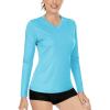 imageBoladeci Womens Swim Shirts Long Sleeve V Neck UPF 50 Sun Protection Quick Dry Rash Guard Workout TopsIce Blue