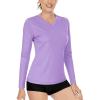 imageBoladeci Womens Swim Shirts Long Sleeve V Neck UPF 50 Sun Protection Quick Dry Rash Guard Workout TopsLight Purple