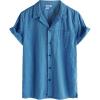 imageVATPAVE Boys Button Down Shirt Short Sleeve Casual Hawaiian Shirt Cuban Collar Summer Shirts with PocketPure Aquablue