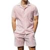 imageVATPAVE Mens Casual 2 Piece Outfits Short Sleeve Button Down Hawaiian Summer Shirts Beach Short SetsRed