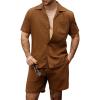 imageVATPAVE Mens Casual 2 Piece Short Sets Short Sleeve Button Down Hawaiian Textured Shirts Summer Beach Outfits