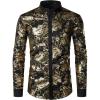 imageVATPAVE Mens Casual Luxury Print Dress Shirts Paisley Long Sleeve Button Down ShirtsGold