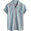 imageVATPAVE Mens Casual Striped Shirts Short Sleeve Button Down Summer Shirts Regular Fit Beach Shirts with PocketBlack Blue