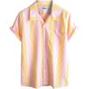 imageVATPAVE Mens Casual Striped Shirts Short Sleeve Button Down Summer Shirts Regular Fit Beach Shirts with PocketYellow Pink