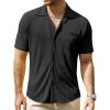 imageVATPAVE Mens Casual Summer Shirts Short Sleeve Button Down Shirts Fashion Textured Beach Hawaiian Shirts with PocketBlack