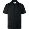 imageVATPAVE Mens Embroidered Cuban Guayabera Shirts Casual Button Down Short Sleeve Beach ShirtsBlack