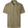 imageVATPAVE Mens Embroidered Cuban Guayabera Shirts Casual Button Down Short Sleeve Beach ShirtsKhaki