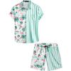 imageVATPAVE Mens Flamingo Hawaiian Sets Casual Short Sleeve Button Down Shirts Beach OutfitsCyan