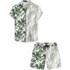imageVATPAVE Mens Flamingo Hawaiian Sets Casual Short Sleeve Button Down Shirts Beach OutfitsGreen Coconut