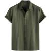 imageVATPAVE Mens Hawaiian Cotton Linen Shirts Casual Short Sleeve Button Down Shirts Summer Beach Embroidered ShirtsArmy Green