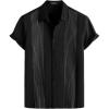 imageVATPAVE Mens Hawaiian Cotton Linen Shirts Casual Short Sleeve Button Down Shirts Summer Beach Embroidered ShirtsBlack