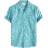imageVATPAVE Mens Hawaiian Floral Jacquard Shirts Casual Button Down Short Sleeve Summer Shirts with PocketWater Green