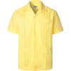 imageVATPAVE Mens Linen Cuban Guayabera Shirts Casual Button Down Short Sleeve Summer ShirtsLight Yellow