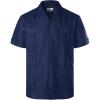 imageVATPAVE Mens Linen Cuban Guayabera Shirts Casual Button Down Short Sleeve Summer ShirtsNavy