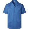 imageVATPAVE Mens Linen Cuban Guayabera Shirts Casual Button Down Short Sleeve Summer ShirtsRoyalblue