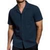 imageVATPAVE Mens Summer Cuban Collar Shirts Short Sleeve Button Down Beach Shirts Regular Fit Hawaiian Shirts with PocketNavy