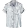 imageVATPAVE Mens Summer Jacquard Regular Fit Shirts Casual Button Down Short Sleeve Beach Tops with PocketLight Blue