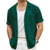imageVATPAVE Mens Summer Lace Shirts See Through Sheer Shirts Casual Short Sleeve Button Down Beach ShirtsBlack Green