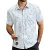 imageVATPAVE Mens Summer Striped Shirts Button Down Short Sleeve Vintage Beach Hawaiian Shirts with PocketWhite Blue