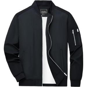 imageBoladeci Mens Bomber Jackets Lightweight Water Resistant Spring Fall Full Zip Thin Casual Windbreaker Light JacketsBlack