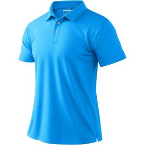 imageBoladeci Mens Golf Polo Shirts Short Sleeve Performance Quick Dry Breathable Work Business Casual ShirtsAzure