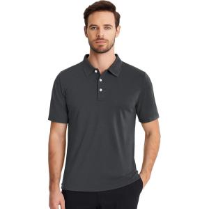 imageBoladeci Mens Golf Polo Shirts Short Sleeve Performance Quick Dry Breathable Work Business Casual ShirtsDark Grey