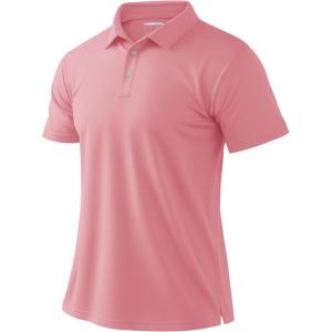 imageBoladeci Mens Golf Polo Shirts Short Sleeve Performance Quick Dry Breathable Work Business Casual ShirtsDusty Pink