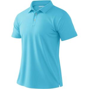 imageBoladeci Mens Golf Polo Shirts Short Sleeve Performance Quick Dry Breathable Work Business Casual ShirtsIce Blue