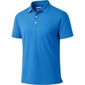 imageBoladeci Mens Golf Polo Shirts Short Sleeve Performance Quick Dry Breathable Work Business Casual ShirtsLake Blue