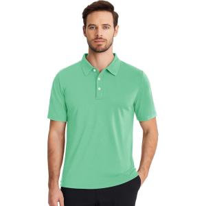 imageBoladeci Mens Golf Polo Shirts Short Sleeve Performance Quick Dry Breathable Work Business Casual ShirtsMint Green
